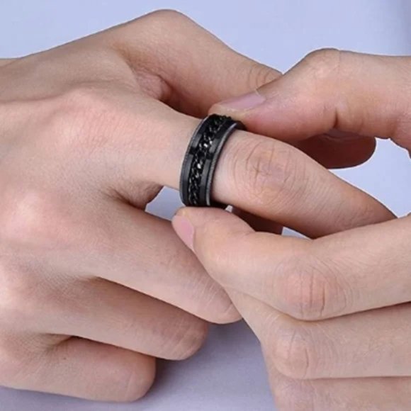Men's Ring 8mm Spinner Ring Stainless Steel Fidget Ring Anxiety Ring for Men - Picture 4 of 7